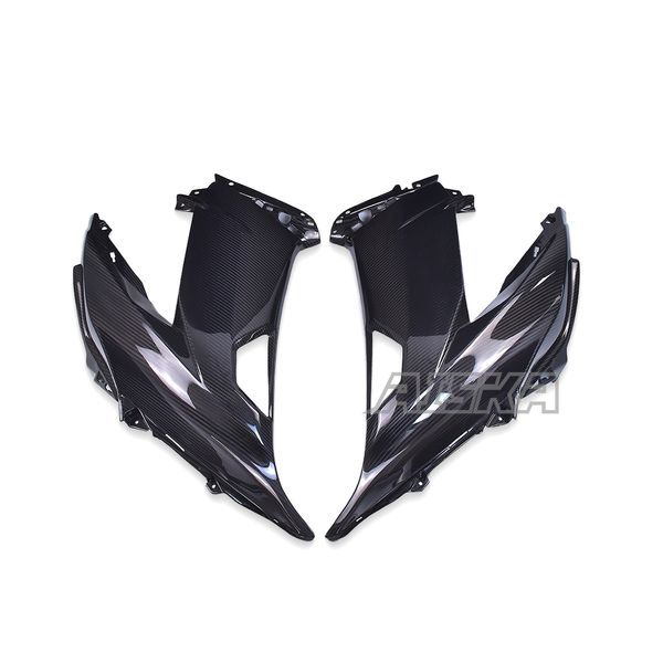 AISKA 3K Dry Carbon Fiber Front Upper Side Panel Motorcycle Fairing Compatible with Kawasaki Ninja ZX-6R 2013-2024