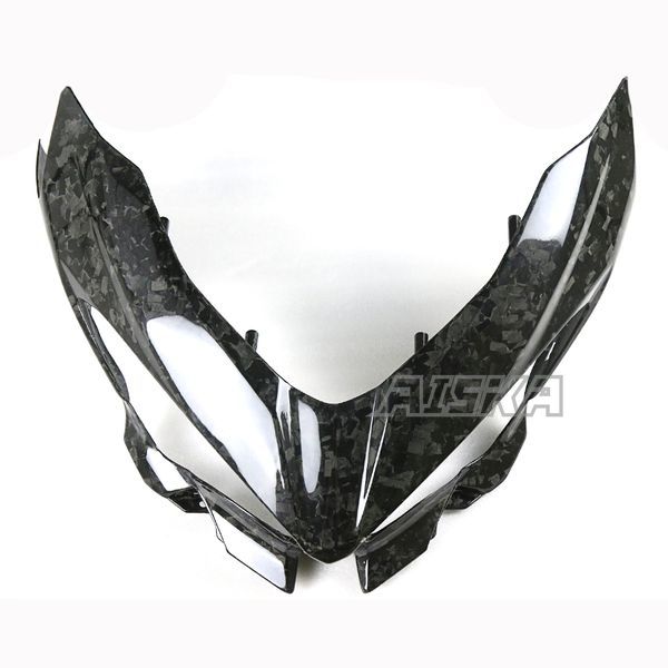AISKA 100% 3K Dry Carbon Fiber Motorcycle Accessories Front Nose Headlight Cover Fairing for Kawasaki Ninja 400 2018-2024