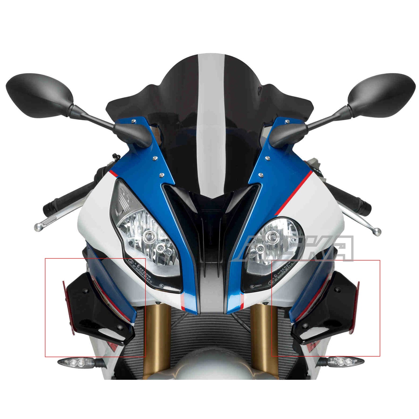 AISKA Twill Weave 100% 3K Full Carbon Fiber Motorcycle Front Side Winglet Wings Spoiler Fairing Cowl for BMW S1000RR 2015-2018