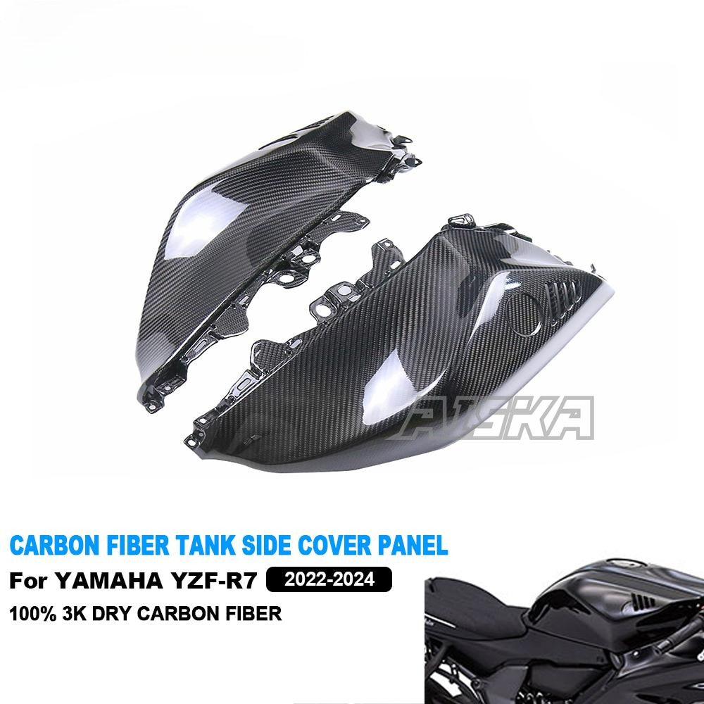 AISKA R7 Carbon Fiber Tank Side Cover Motorcycle Carbon Fibre Fuel Tank Cover Side Fairing for Yamaha R7 2022 2023 2024