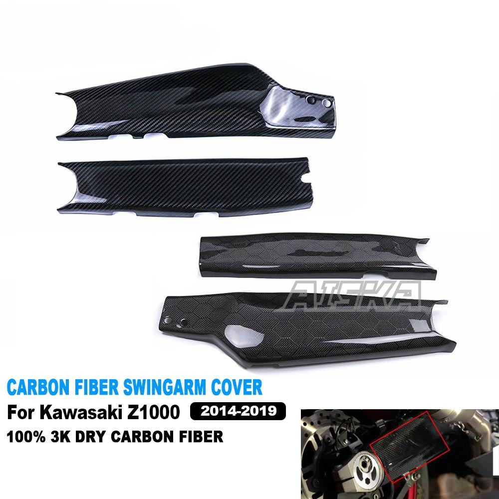 AISKA 3K Dry Carbon Fiber Motorcycle Accessories Swing Arm Guard Fairings Swingarm Cover Panels for Kawasaki Z1000 2014-2019