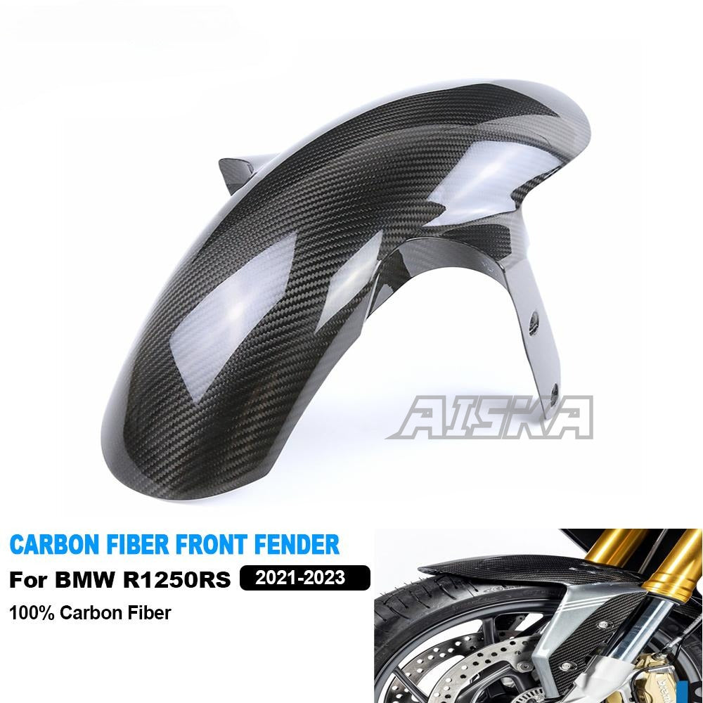 AISKA 100% Carbon Fiber Motorcycle Hugger Front Wheel Fender Mudguard for BMW R1250RS R1250 RS 2021 2022 2023
