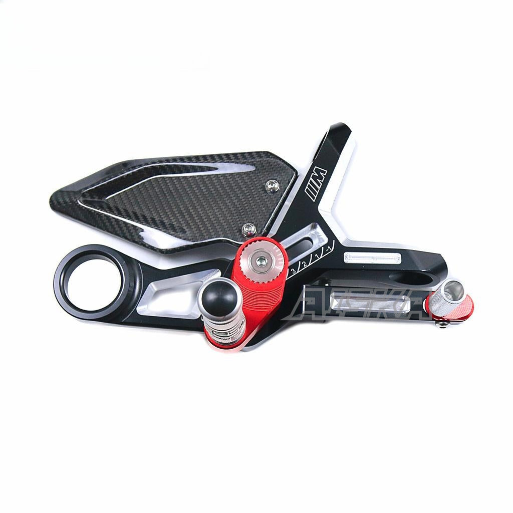 AISKA CNC Dry Carbon Fiber Footrest Kits Racing Products Motorcycle Adjustable Rearset Footrest for BMW S1000RR S1000R M1000RR