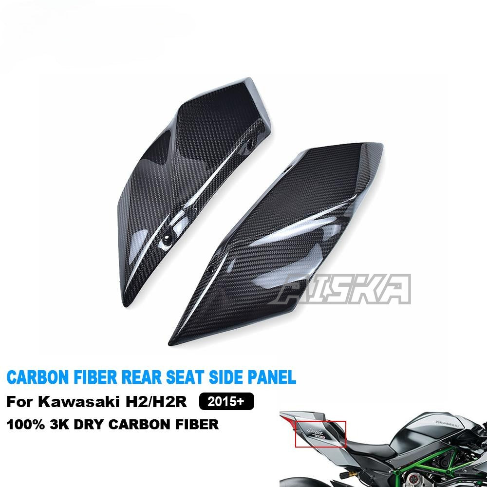 AISKA Full 3K Dry Carbon Fiber Motorcycle Rear Tail Seat Side Panels for Kawasaki Ninja H2 H2R 2015-2024