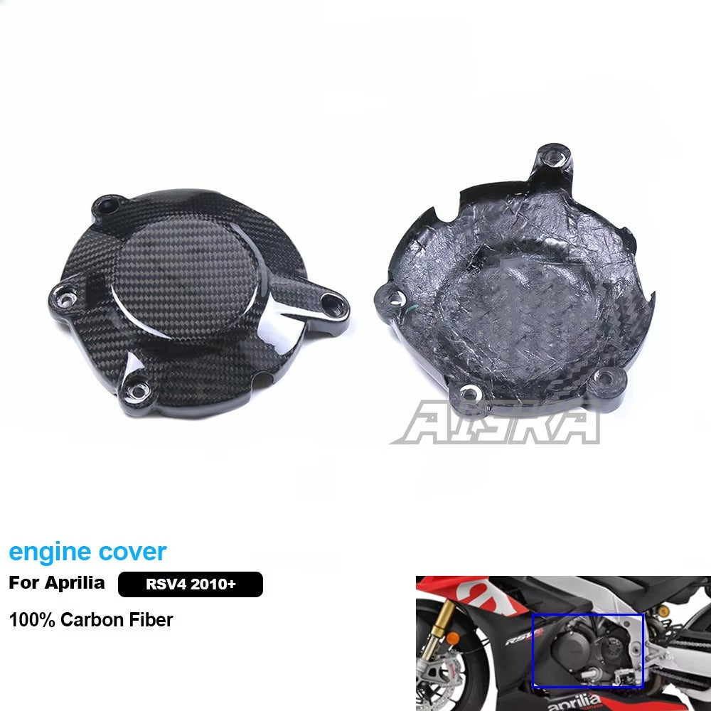 AISKA 3K 3*3 Carbon Fiber Motorcycle Accessories Engine Cover for Aprilia RSV4 Tuono V4 2021+