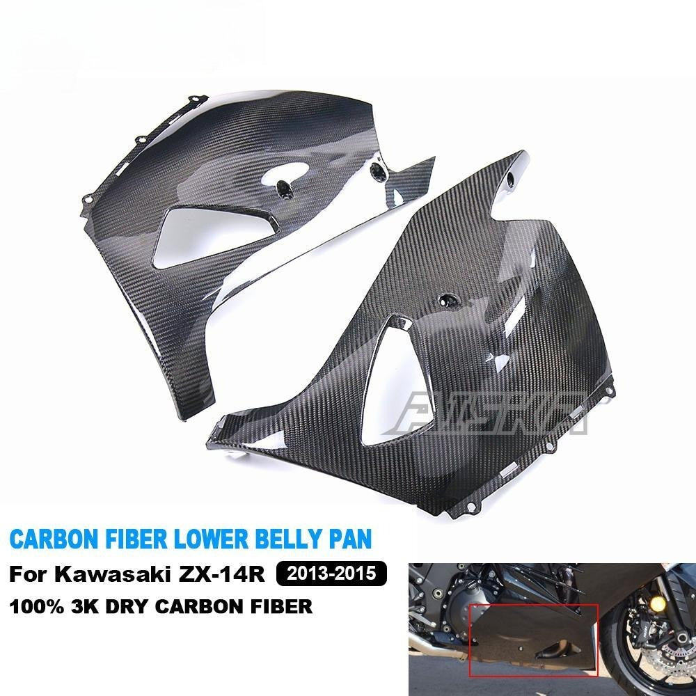 AISKA 3K Dry Carbon Fiber Motorcycle Lower Bottom Oil Belly Pan Fairing for Kawasaki Ninja ZX-14R ZZR1400 2013 2014 2015