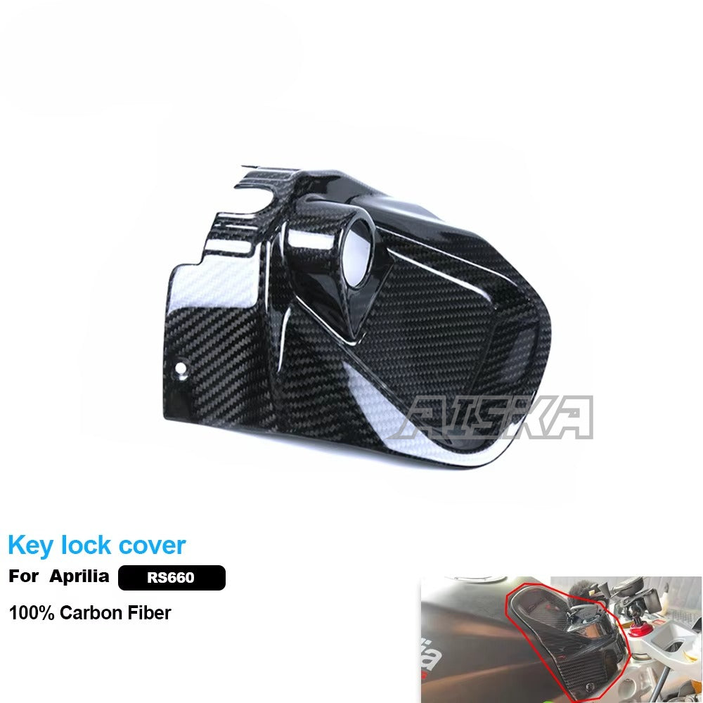 AISKA 3K Carbon Fiber Motorcycle Body Accessories Modified Lock Head Cover Key Lock Cover Decoration for Aprilia RS660  2021+