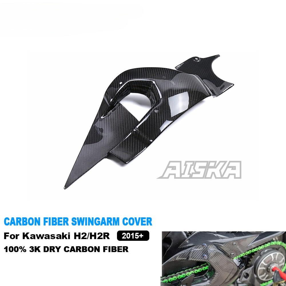 AISKA Full 3K Dry Carbon Fiber Motorcycle Swing Arm Guard Protector Fairing Swingarm Cover for Kawasaki Ninja H2 H2R 2015-2024