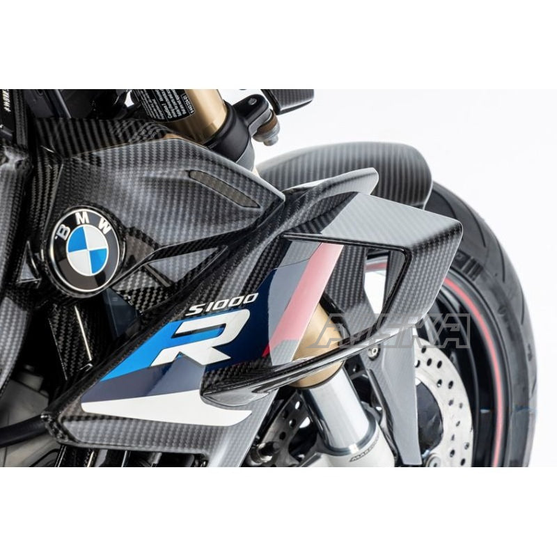 AISKA 100% 3K Carbon Fiber UV-Protection Coat Motorcycle Front Fairings Side Winglets for BMW S1000R M1000R 2021-2025