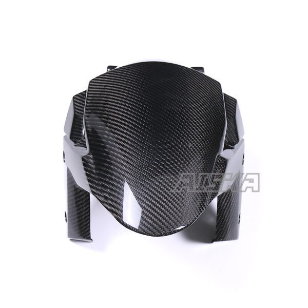 AISKA Full 3K Dry Carbon Fiber Motorcycle Front Fender Hugger Mud Splash Mudguard for Kawasaki Z H2 2021 2022 2023 2024