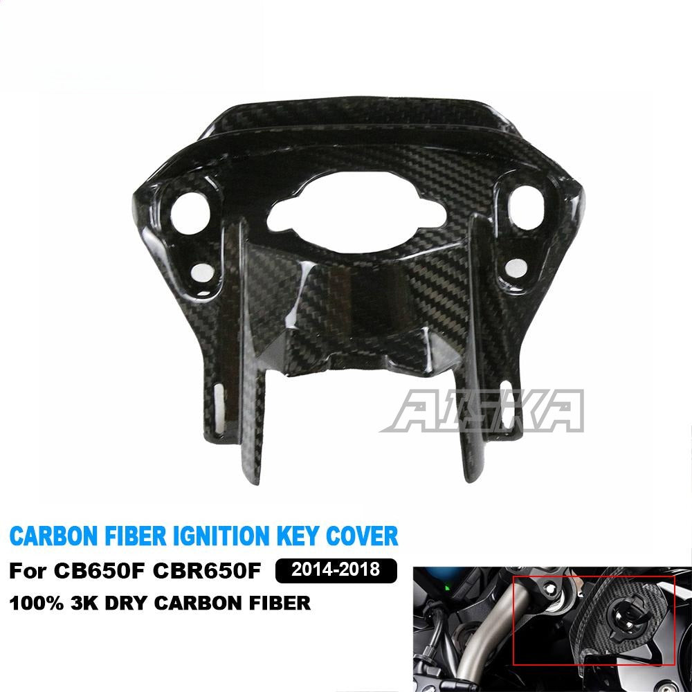 AISKA Dry Carbon Fiber Motorcycle Ignition Key Ring Hole Trim Cover for Honda CB650F CBR650F 2014-2018 CB650R CBR650R 2019+