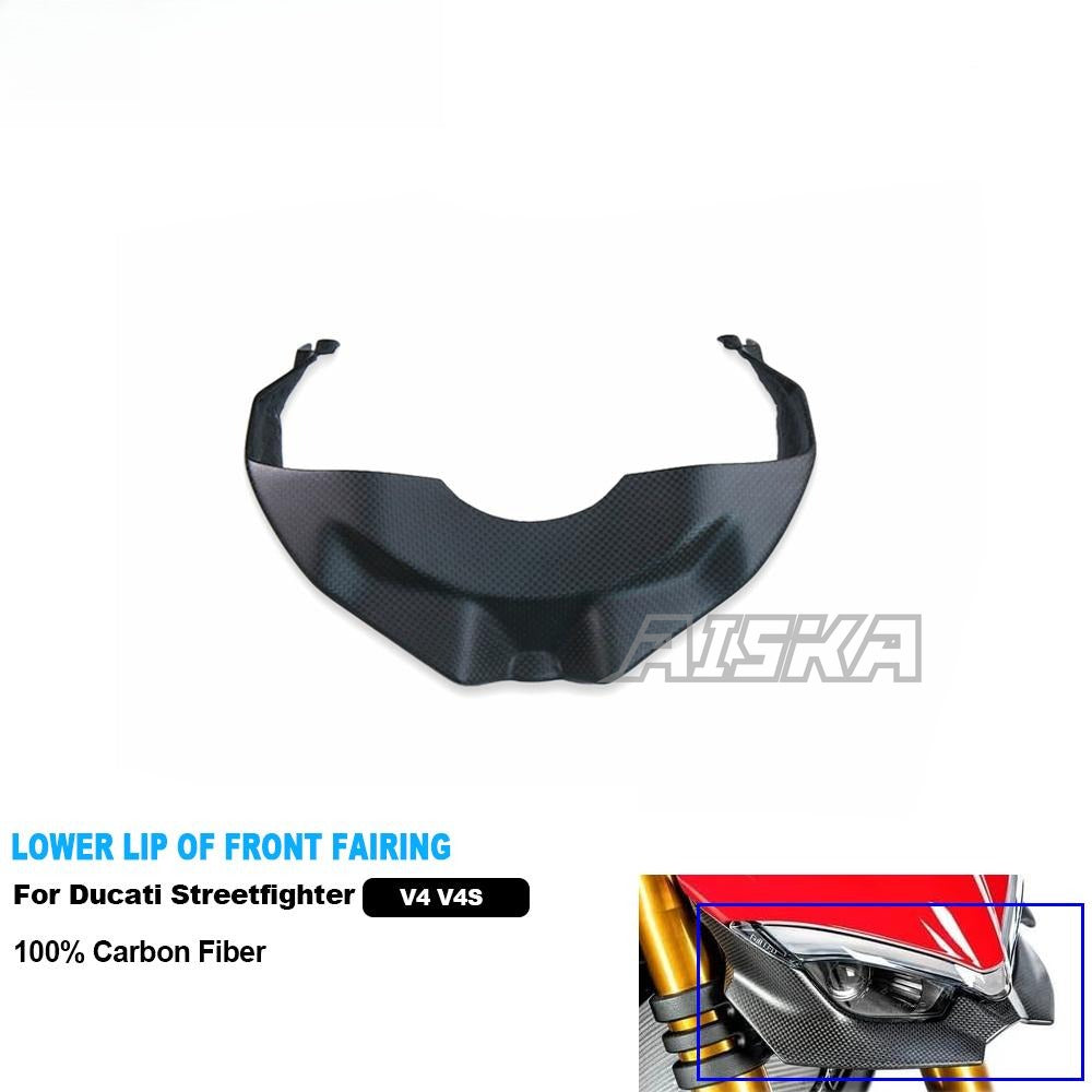AISKA 100%  Carbon Fiber Motorcycle Accessories Lower Lip of Front Fairing for Ducati Streetfighter V2 V4