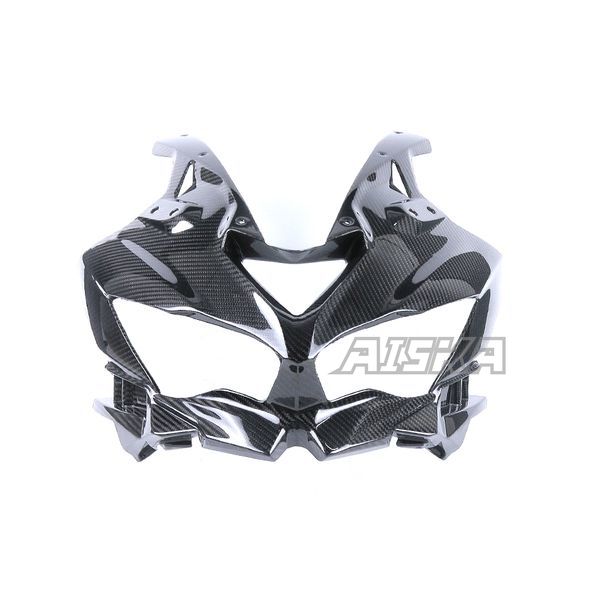 AISKA 3K Dry Carbon Fiber Front Headlight Fairing for Kawasaki Ninja ZX-25R 2020-2024 Motorcycle Accessories