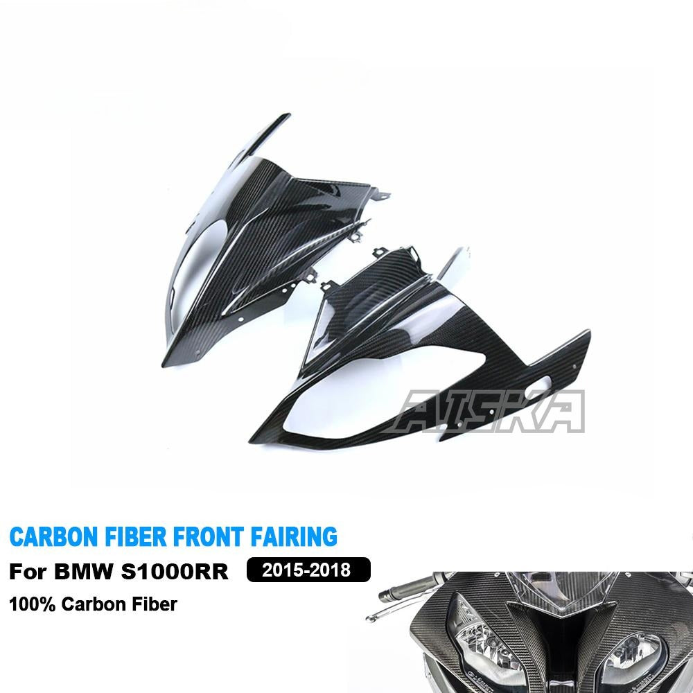AISKA Twill Weave Full Carbon Fiber Motorcycle Front Upper Nose Fairing Headlight Cover for BMW S1000RR 2015-2018