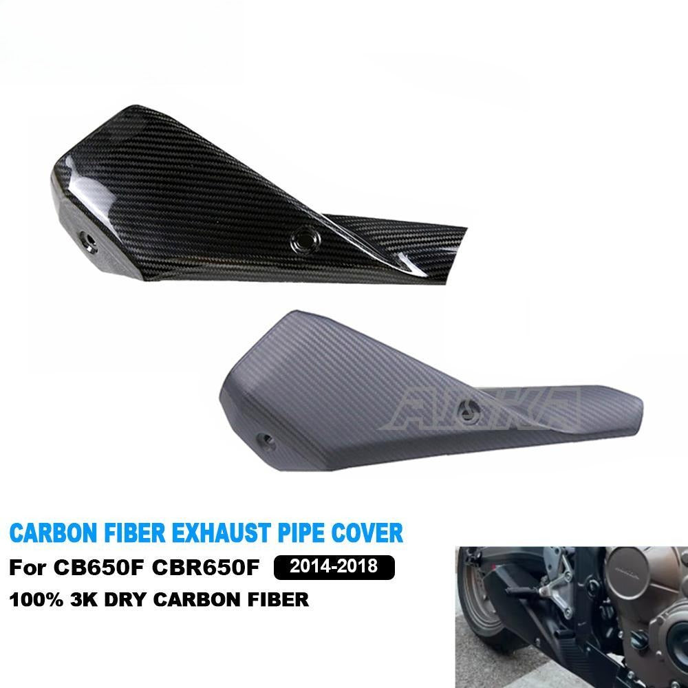 AISKA Dry Carbon Fiber Motorcycle Fairing Exhaust Pipe Heat Shield Guard Cover for Honda CB650F CBR650F 2014-2018 Motorcycles