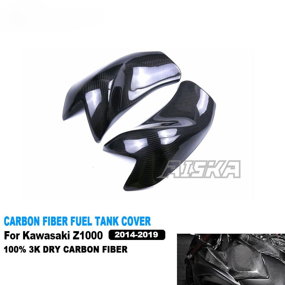 AISKA 3K Dry Carbon Fiber Motorcycle Accessories Upper Fuel Tank Side Panel Cover Fairing for Kawasaki Z1000 2014-2019 2015 2018
