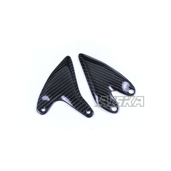 AISKA 100% 3K Dry Carbon Fiber Motorcycle Accessories Rear Footpeg Heel Plate Heel Guards for Kawasaki Ninja 400 Z400 2018-2024