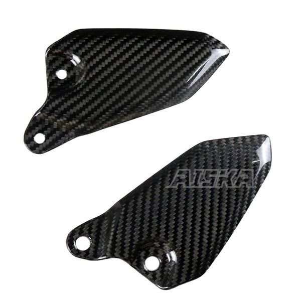 AISKA 3K Dry Carbon Fiber Motorcycle Rear Footrest Wing Protector Rearset Heel Plate Guards for Kawasaki Z900RS 2018-2024