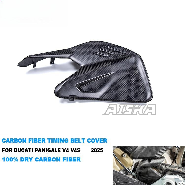 AISKA 100% 3K Full Dry Carbon Fiber Motorcycle Side Panel Fairings Timing Belt Cover for Ducati Panigale V4 V4S 2025