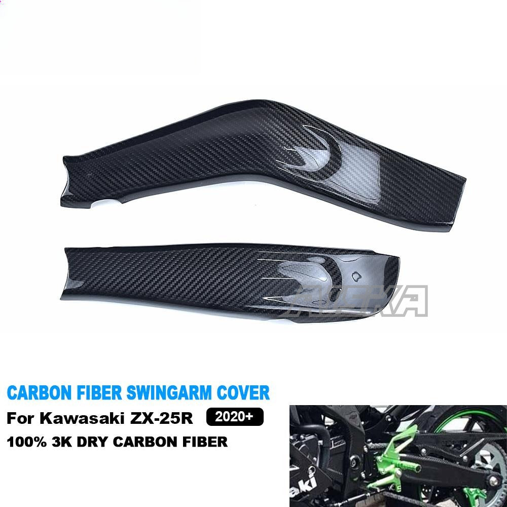 AISKA 3K Dry Carbon Fiber Motorcycle Accessories Swingarm Swing Arm Cover Fairing for Kawasaki Ninja ZX-25R 2020-2024