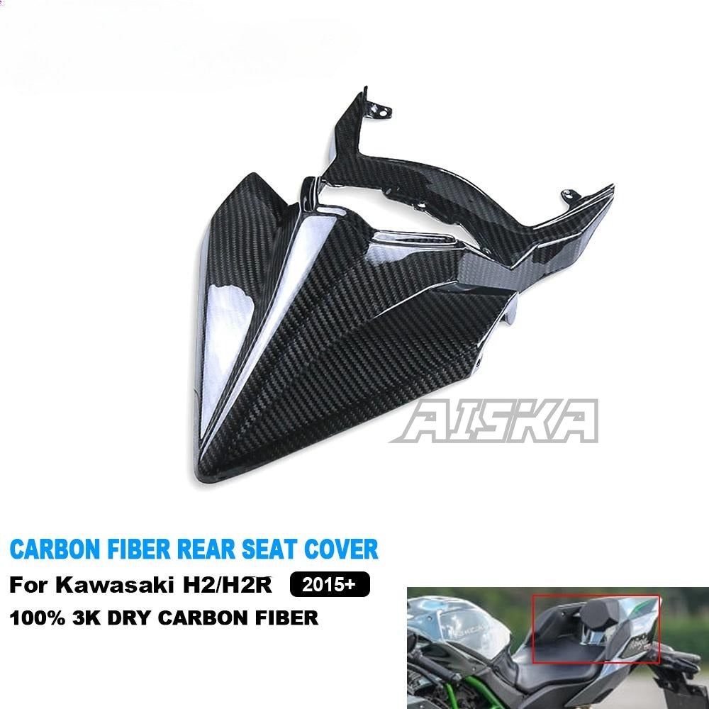 AISKA Full 3K Dry Carbon Fiber Motorcycle Rear Upper Tail Seat Cover Fairing for Kawasaki Ninja H2 H2R 2015-2024