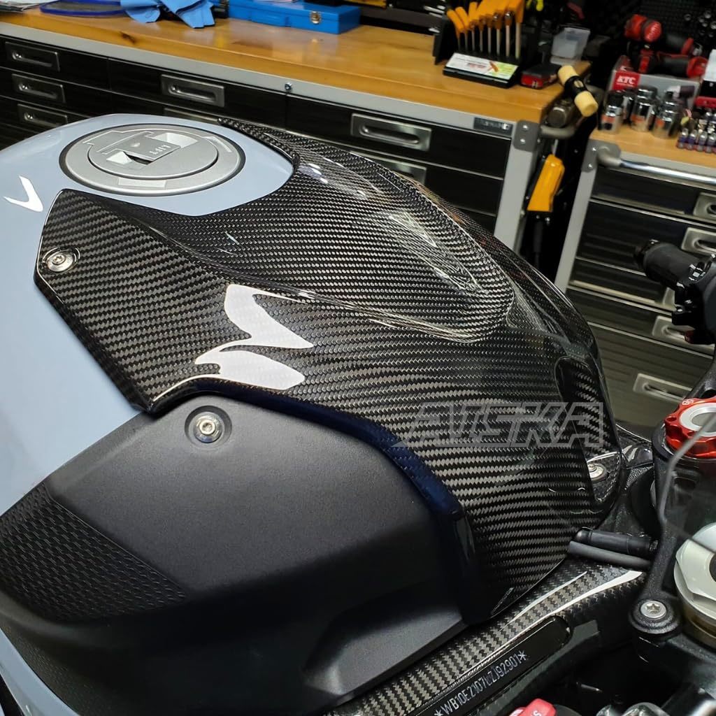 AISKA Twill Weave Golssy 3K Dry Carbon Fiber Motorcycle Front Gas Fuel Tank Cover Fairing for BMW S1000RR 2009-2014