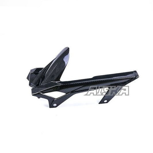 AISKA 100% 3K Dry Carbon Fiber Motorcycle Rear Fender Hugger Mudguard With Chain Guard for Kawasaki Ninja 400 2018-2024