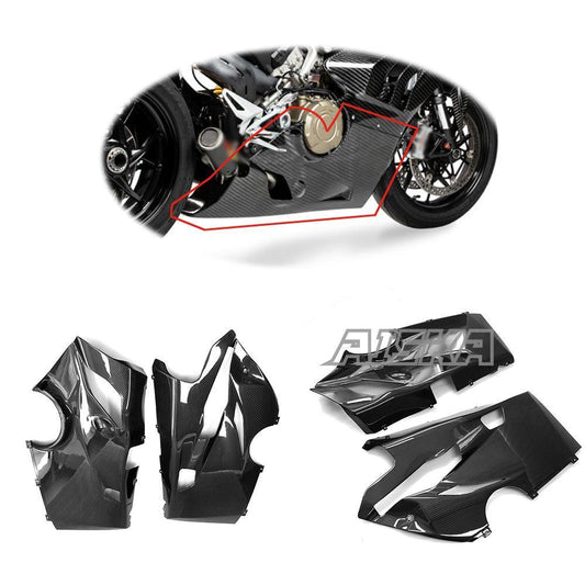 Carbon Fiber Motorcycle Belly Pan Side Panel Fairings Cowl Gloss 100% Twill Weave for Ducati Panigale V4 / V4S /V4R 2018-2021