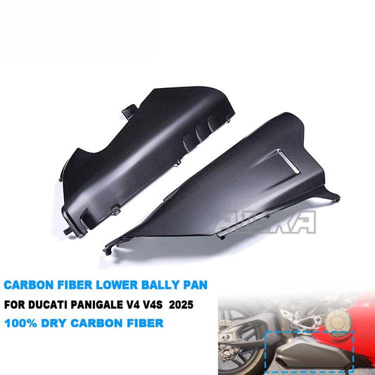 AISKA 100% 3K Full Dry Carbon Fiber Fairings Motorcycle Lower Belly Pan for Ducati Panigale V4 V4S 2025