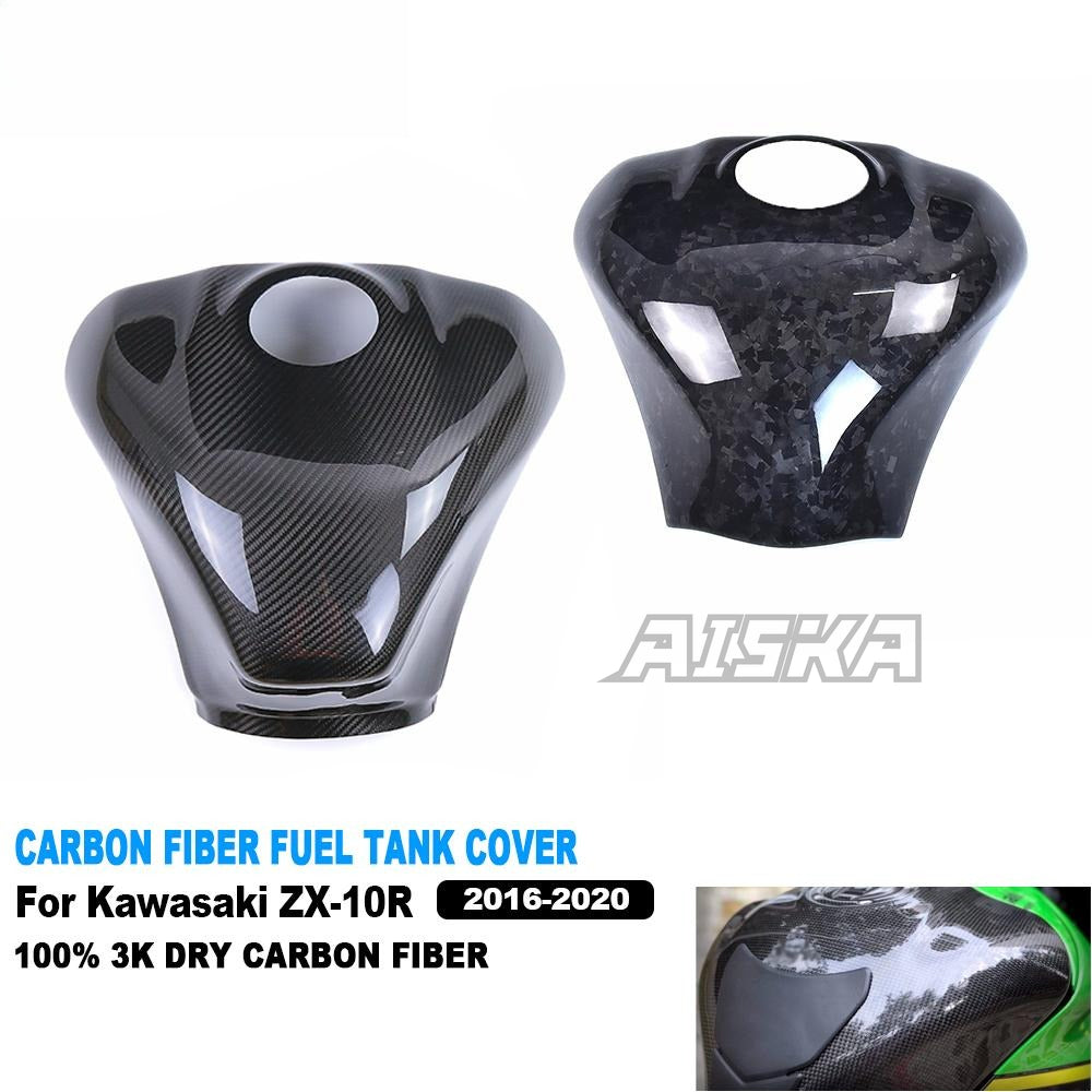 AISKA 3K Dry Carbon Fiber Motorcycle Accessories Fuel Gas Tank Cover for Kawasaki Ninja ZX10R ZX-10R 2016-2020