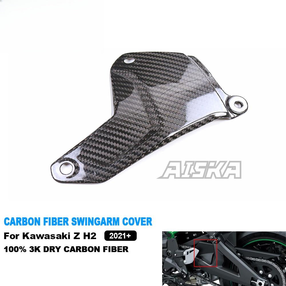 AISKA100% Pure Full 3K Dry Carbon Fiber Motorcycle Swingarm Cover Fairing Kits for Kawasaki Z H2 2021 2022 2023 2024