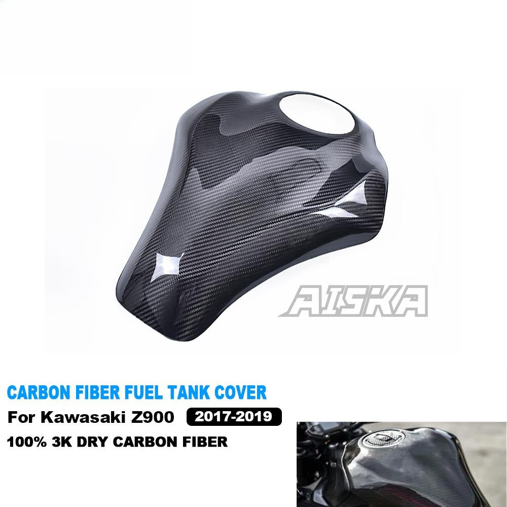 AISKA 3K Dry Carbon Fiber Motorcycle Accessories Fuel Gas Tank Cover Protector Fairing for Kawasaki Z900 2017 2018 2019