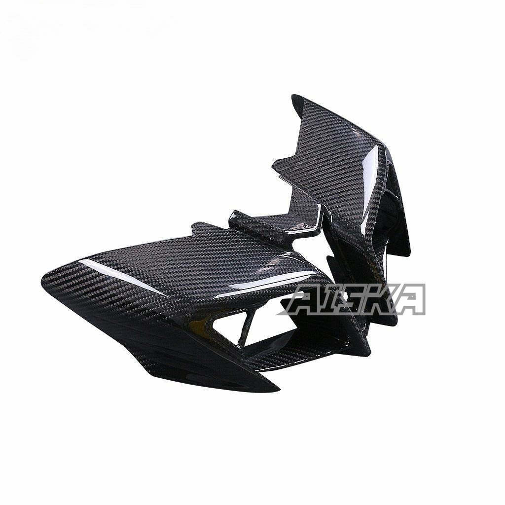AISKA Twill Weave Gloss Carbon Fiber Motorcycle Front Upper Headlight Cover Fairing for Yamaha MT10 FZ10 2016-2021