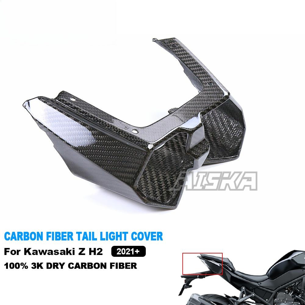 AISKA Full 3K Dry Carbon Fiber Motorcycle Taillight Cover Tail Fairing for Kawasaki Z H2 2021 2022 2023 2024