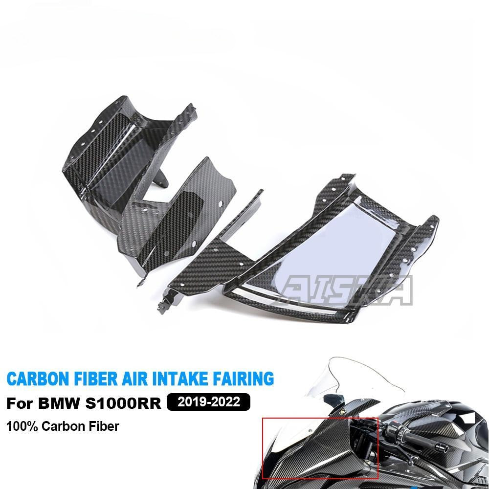 AISKA 100% 3K Full Dry Carbon Motorcycle Front Carbon Fiber Air Intake Fairing for BMW S1000RR 2019-2022