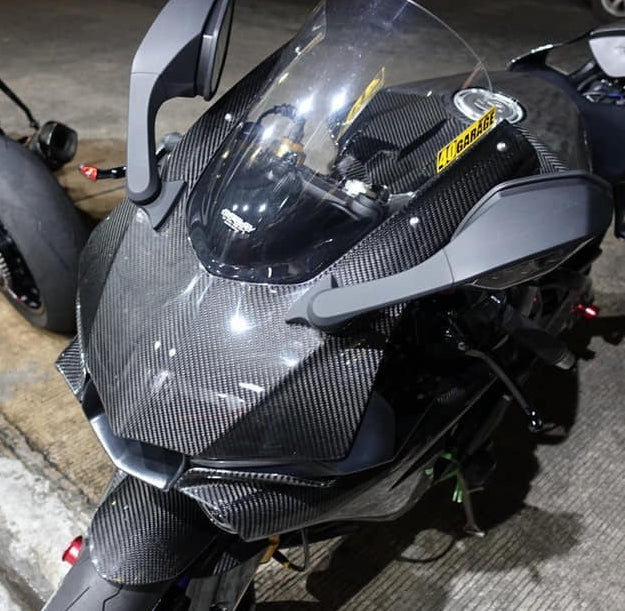 AISKA Full Carbon Fiber Motorcycle Front Headlight Fairing Nose Panel Cowl Fairing for Yamaha R1 2020-2025