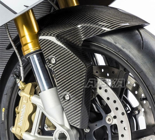 AISKA Twill Weave Glossy 3K Carbon Fiber Fender Motorcycle Front Wheel Mudguard Hugger for BMW S1000RR 2015-2018