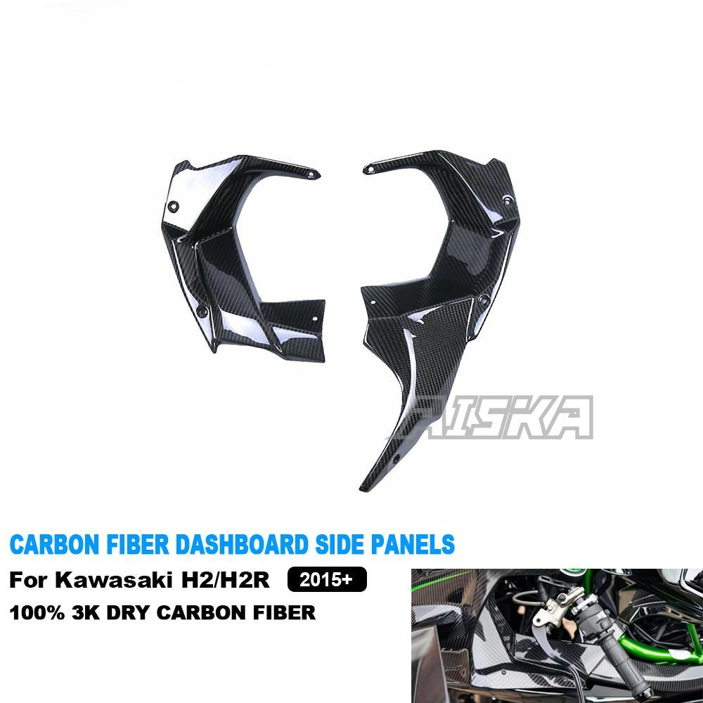 AISKA Full 3K Dry Carbon Fiber Side Fairing Motorcycle Dashpanel Cover Side Panels for Kawasaki Ninja H2 H2R 2015-2024