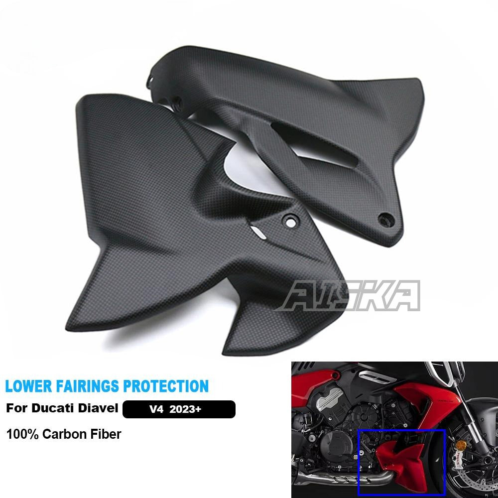 AISKA 100% Carbon Fiber Motorcycle Accessories Lower Fairings Protection for Ducati Diavel  V4  2023
