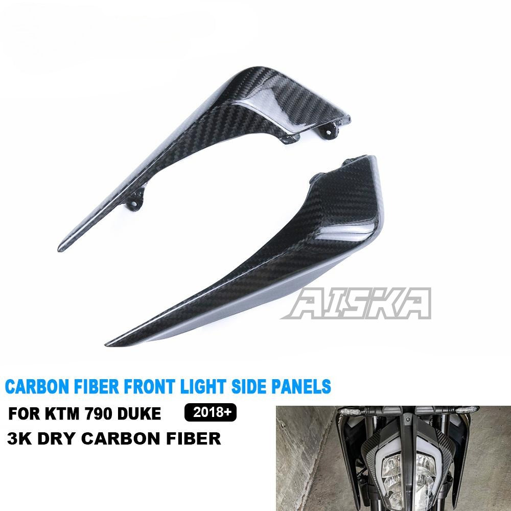AISKA 790 890 Duke 3K Dry Carbon Fiber Motorcycle Front Headlight Side Cover Fairing for KTM 790 890 Duke 2018-2024