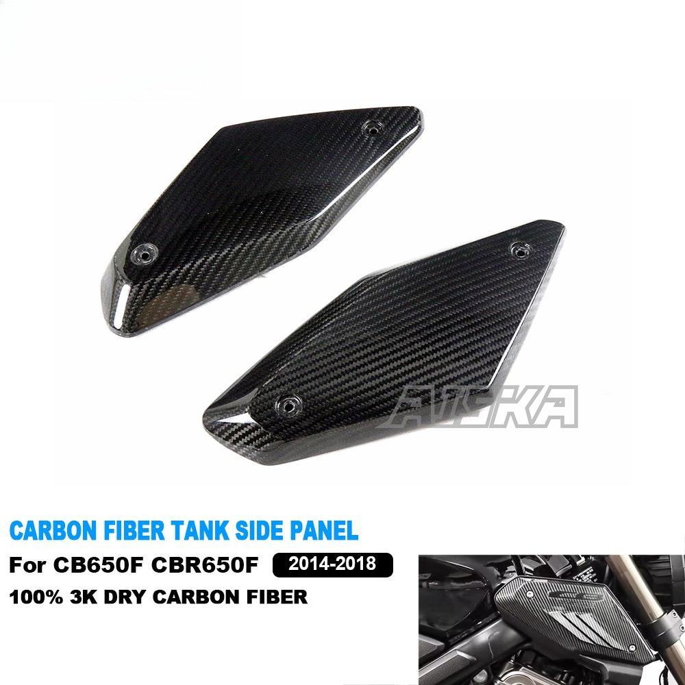 AISKA Motorcycle 3K Dry Carbon Fiber Fuel Tank Side Panel Cover Fairings for Honda CB650F CBR650F 2014 2015 2016 2017 2018