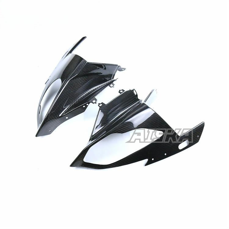 AISKA Twill Weave Full Carbon Fiber Motorcycle Front Upper Nose Fairing Headlight Cover for BMW S1000RR 2015-2018