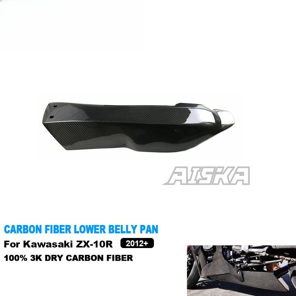 AISKA 3K Dry Carbon Fiber Motorcycle Accessories Lower Chassis Cover Race Belly Pan for Kawasaki Ninja ZX10R ZX-10R 2016-2020