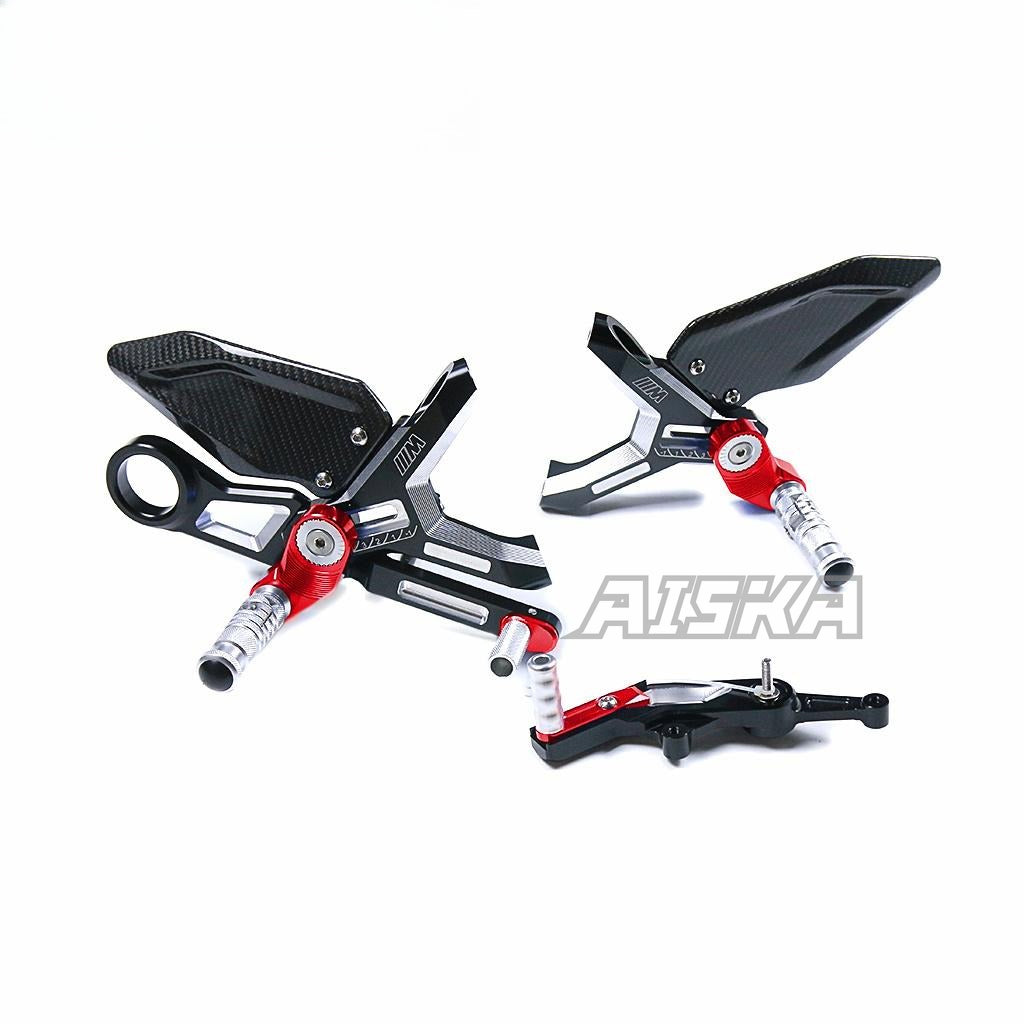 AISKA CNC Dry Carbon Fiber Footrest Kits Racing Products Motorcycle Adjustable Rearset Footrest for BMW S1000RR S1000R M1000RR