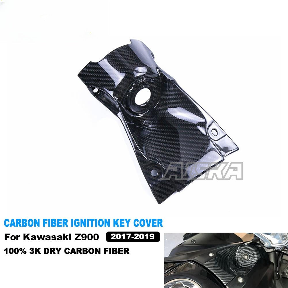 AISKA 3K Dry Carbon Fiber Motorcycle Accessories Ignition Key Case Cover Panel Fairing for Kawasaki Z900 2017 2018 2019