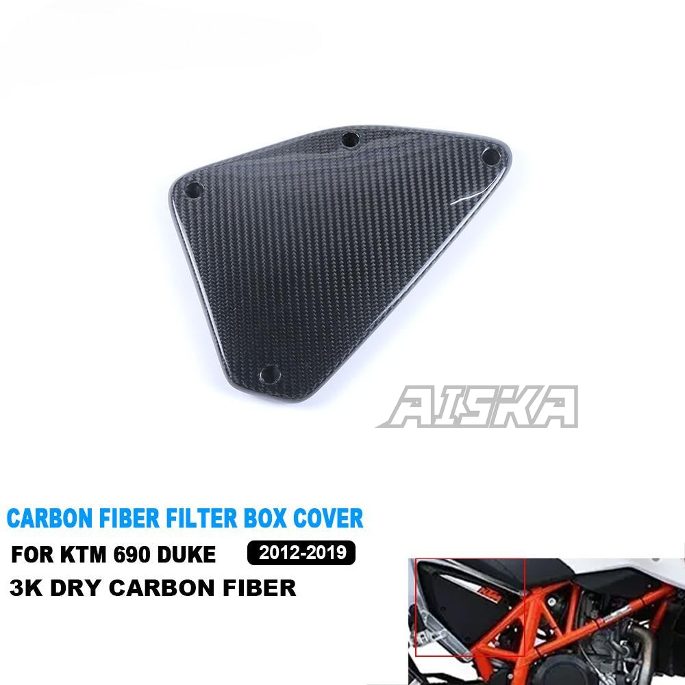 AISKA 3K Dry Carbon Fiber Motorcycle Air Filter Trim Frame Fairing Housing Box Cover for KTM 690 Duke 2012-2019