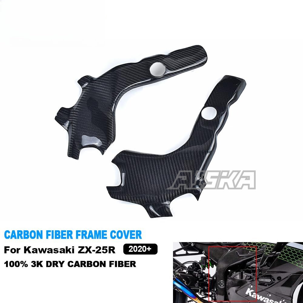 AISKA 3K Dry Carbon Fiber Motorcycle Fairing Frame Cover and Side for Kawasaki Ninja ZX-25R 2020-2024
