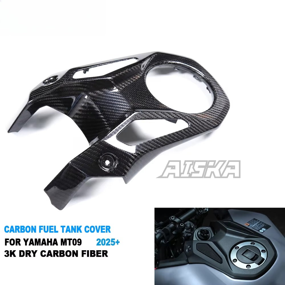 AISKA 100% 3K Dry Carbon Fiber Motorcycle Airbox Fuel Tank Cover for Yamaha MT09 FZ09 2024-2025