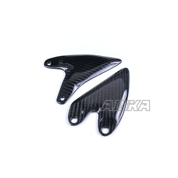 AISKA 100% 3K Dry Carbon Fiber Motorcycle Accessories Rear Footpeg Heel Plate Heel Guards for Kawasaki Ninja 400 Z400 2018-2024