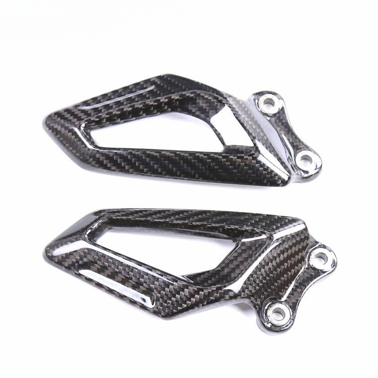 AISKA 3K 3*3 Twill Weave Gloss Carbon Fiber Rearset Plate Foot Peg Protector Motorcycle Heel Guard for BMW S1000RR 2019-2024